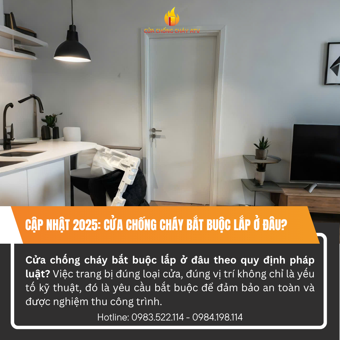 Cập nhật năm 2025: Cửa chống cháy bắt buộc lắp ở đâu?